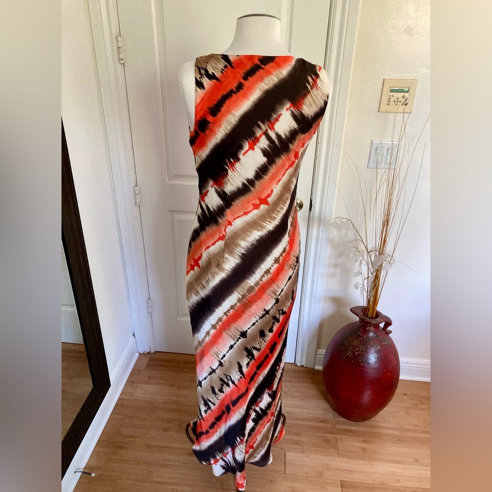 Liz Claiborne Brown & Multi Color V-neck Sleeveless Maxi Dress - Picture 5 of 7